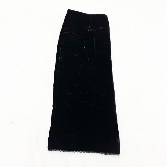 Ralph Lauren Silk Rayon Faux Velvet Black Midi Skirt Size 8 - Picture 5 of 5